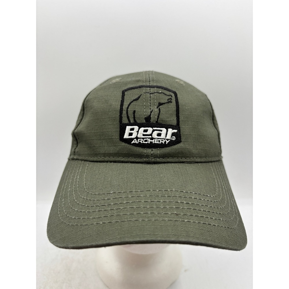 Bear Archery Hat Mens Olive Green Ripstop Adjustable Embroidered Logo Hunting